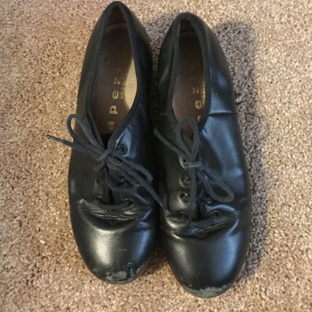 capezio black leather tap shoes‎